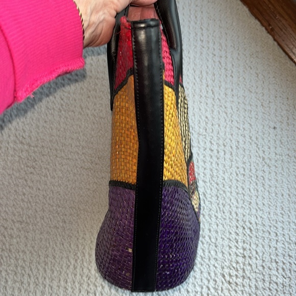 Straw Bag  Small tote  shoulder bag  Multi  Color  NWOT   Coated straw  Plastic - Picture 4 of 13